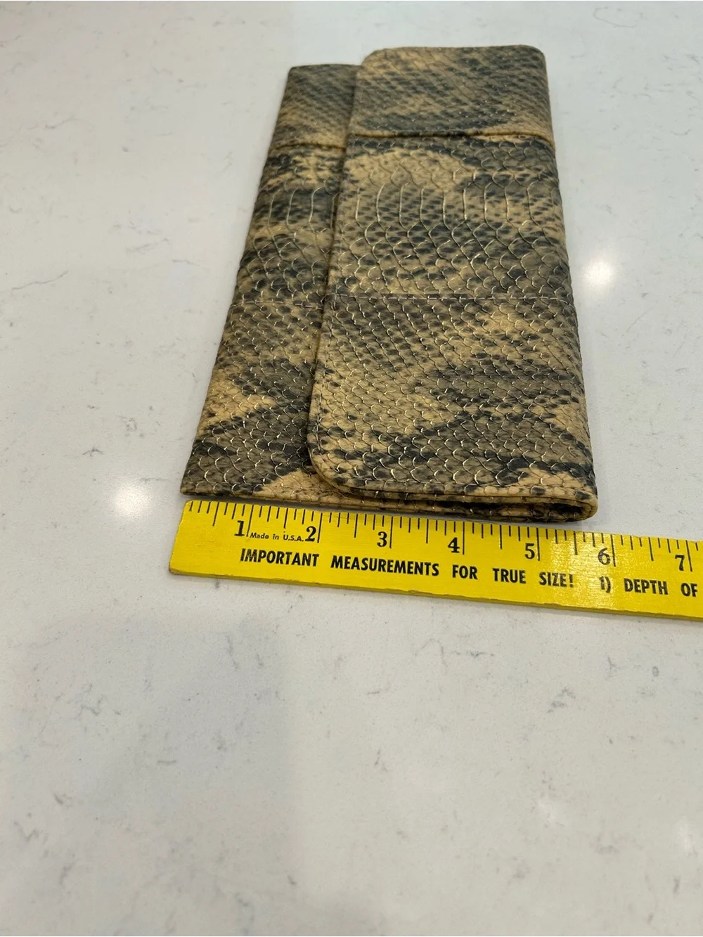 Urban Expressions Snake-Embossed Foldover Clutch in Beige and Black
